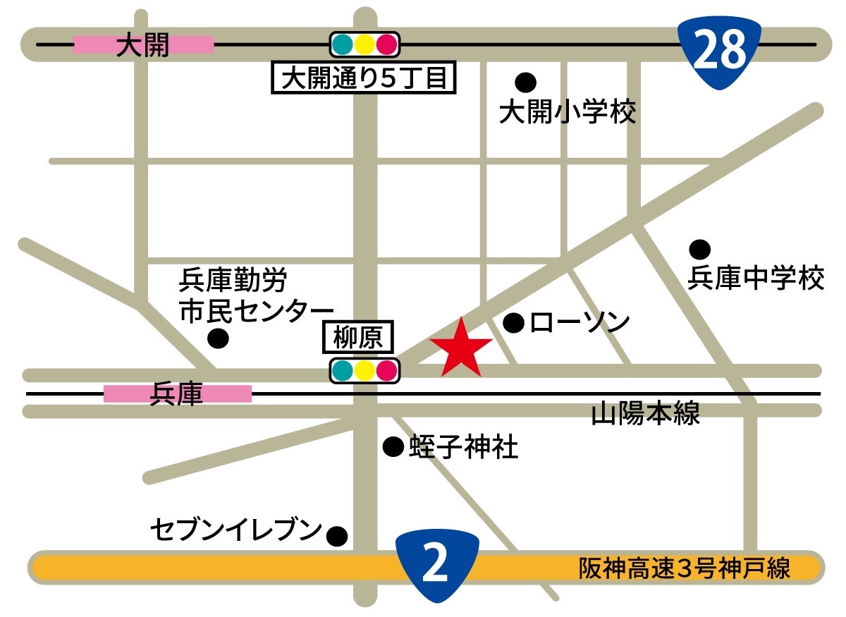 兵庫教室 地図（神戸市兵庫区三川口町）